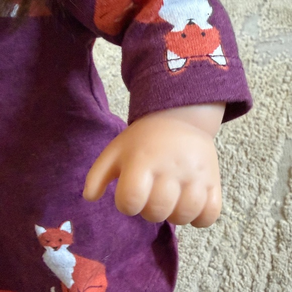 American Girl Bitty Baby Girl Doll Brown Hair Brown Eyes in fox pajama - Picture 6 of 8